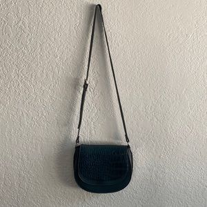 H&M Womens Dark Green Snake Print Leather Shoulder